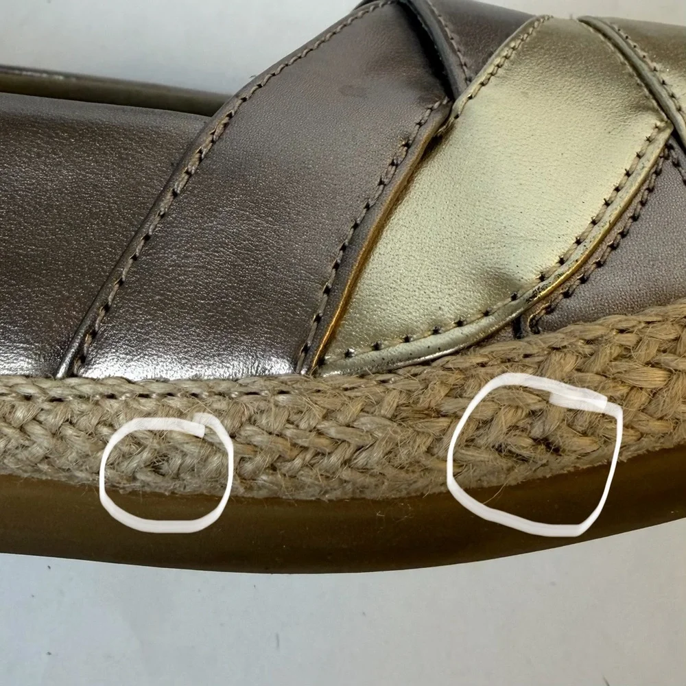 Clarks Collection Danelly Adira Metallic Espadrille Loafer Flats Pewter Gold 8.5 - Picture 13 of 15